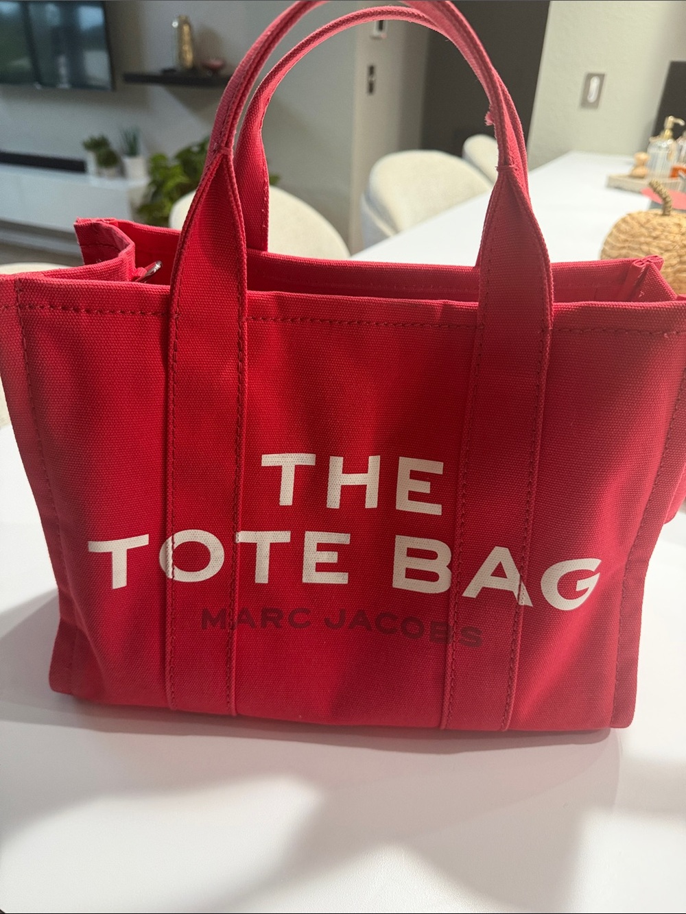 Marc Jacobs Red Canvas 'The Tote Bag' Small Top-Handle Tote